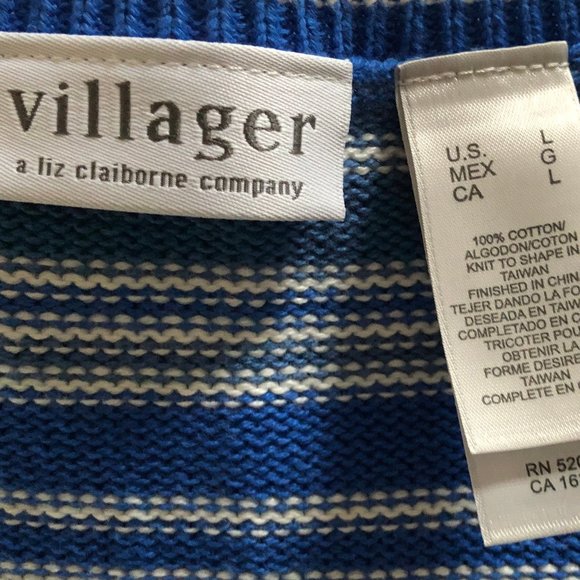 Long Sleeve Crew Neck Striped Sweater, Size Large - Picture 3 of 4